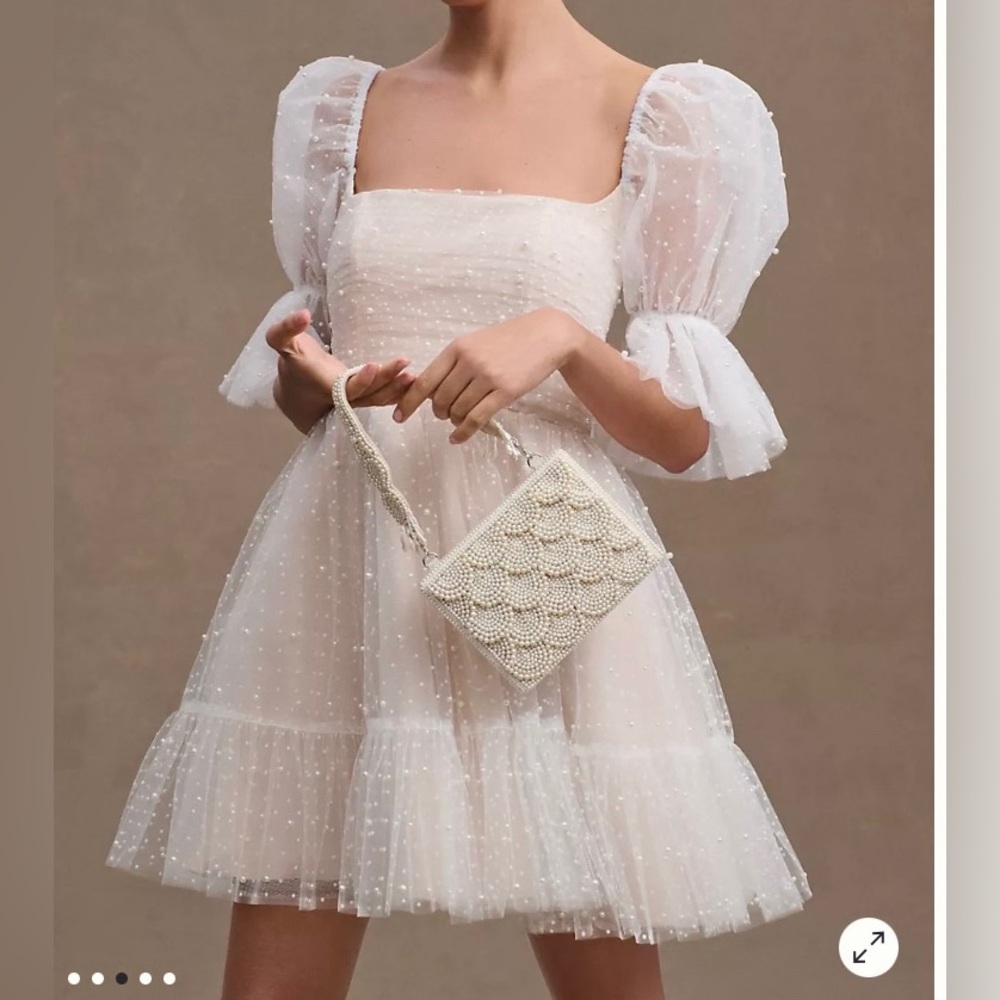 By Watters Macaron Square-Neck Tulle Embellished Mini Dress